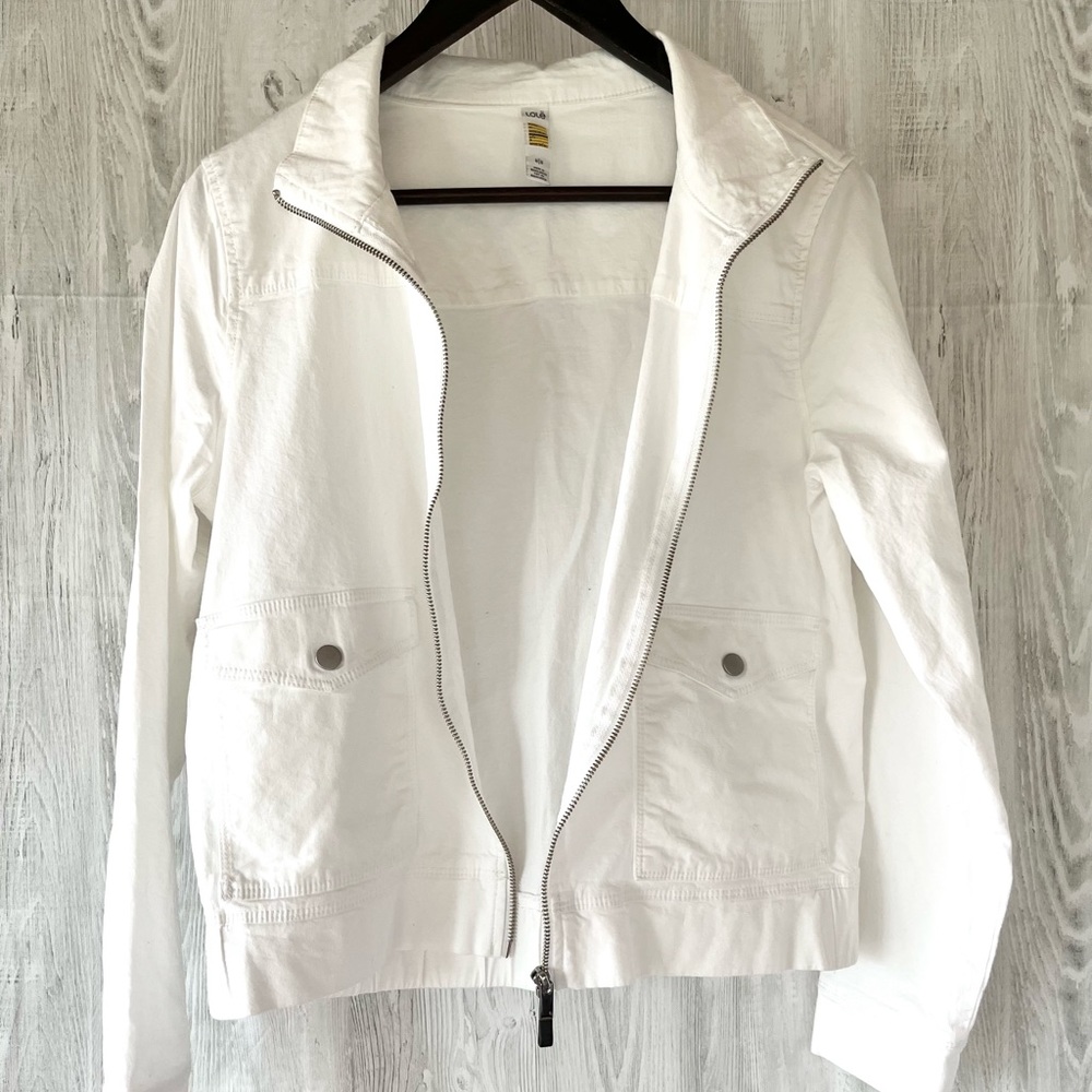 Lole White cotton lightweight jacket women's medium